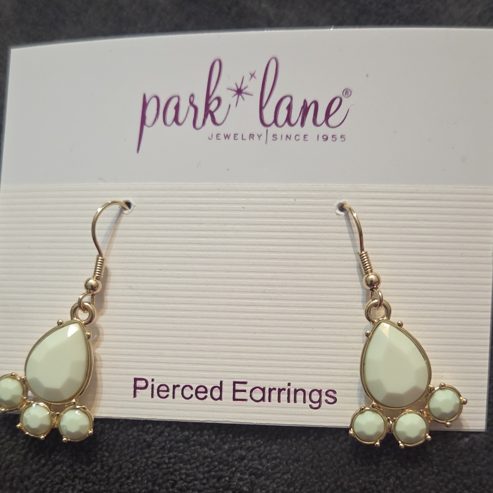Park Lane Gold and Cream Teardrop Earrings